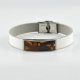 White Leather Amber bracelet for men